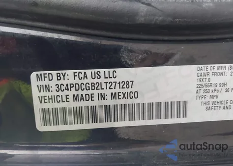 2020 Dodge Journey Crossroad from USA, damaged, VIN 3C4PDCGB2LT271287